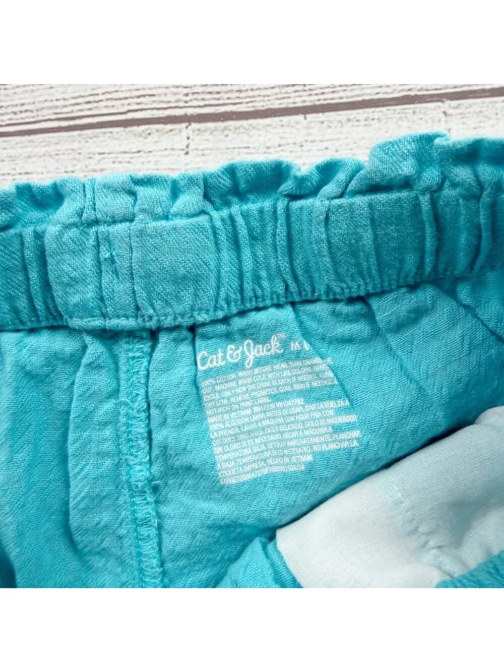 Cat & Jack Girls Turquoise Elastic Waist Drawstring Shorts M 8